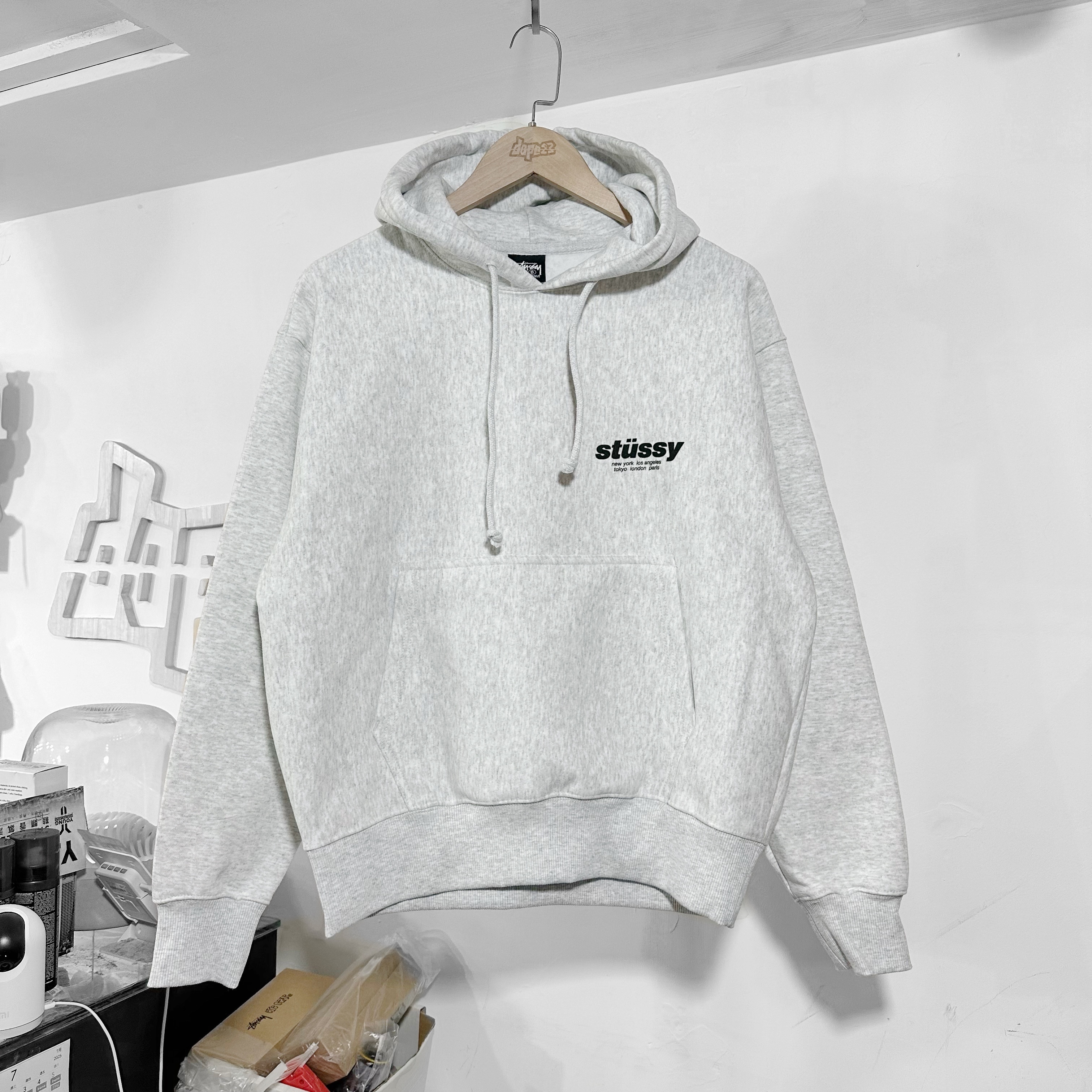 STUSSY ROLLERS HOODIE ASH GREY