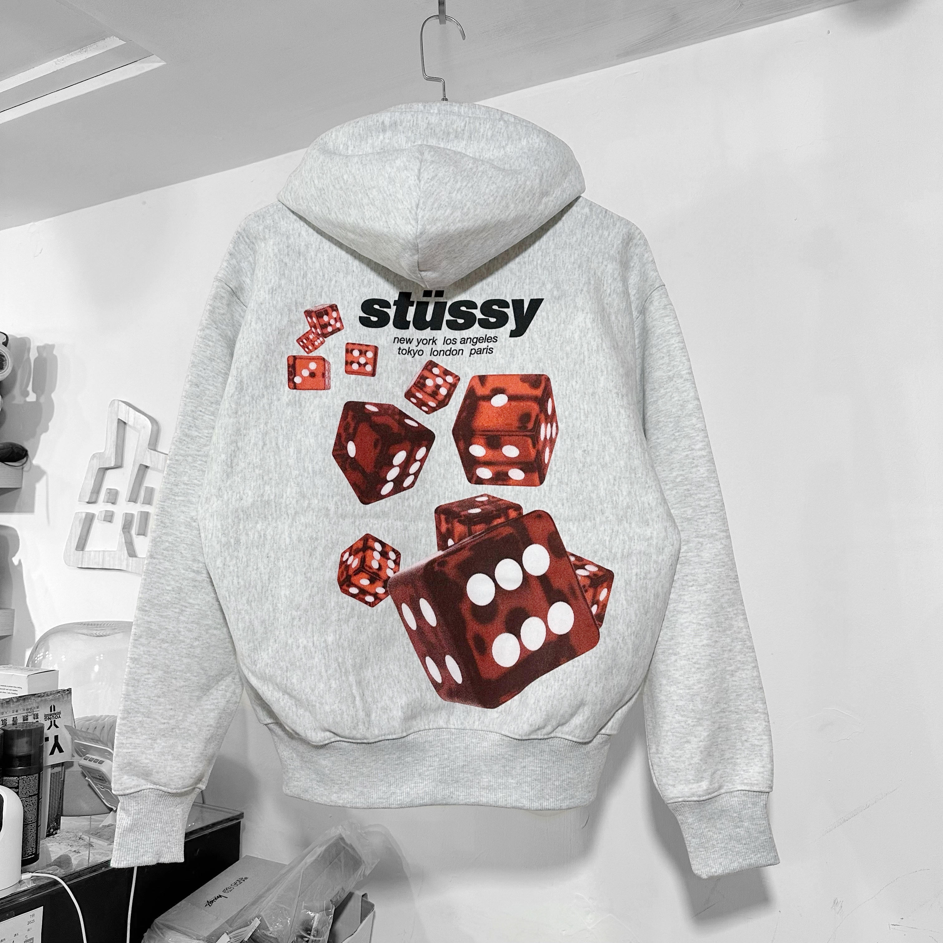 STUSSY ROLLERS HOODIE ASH GREY