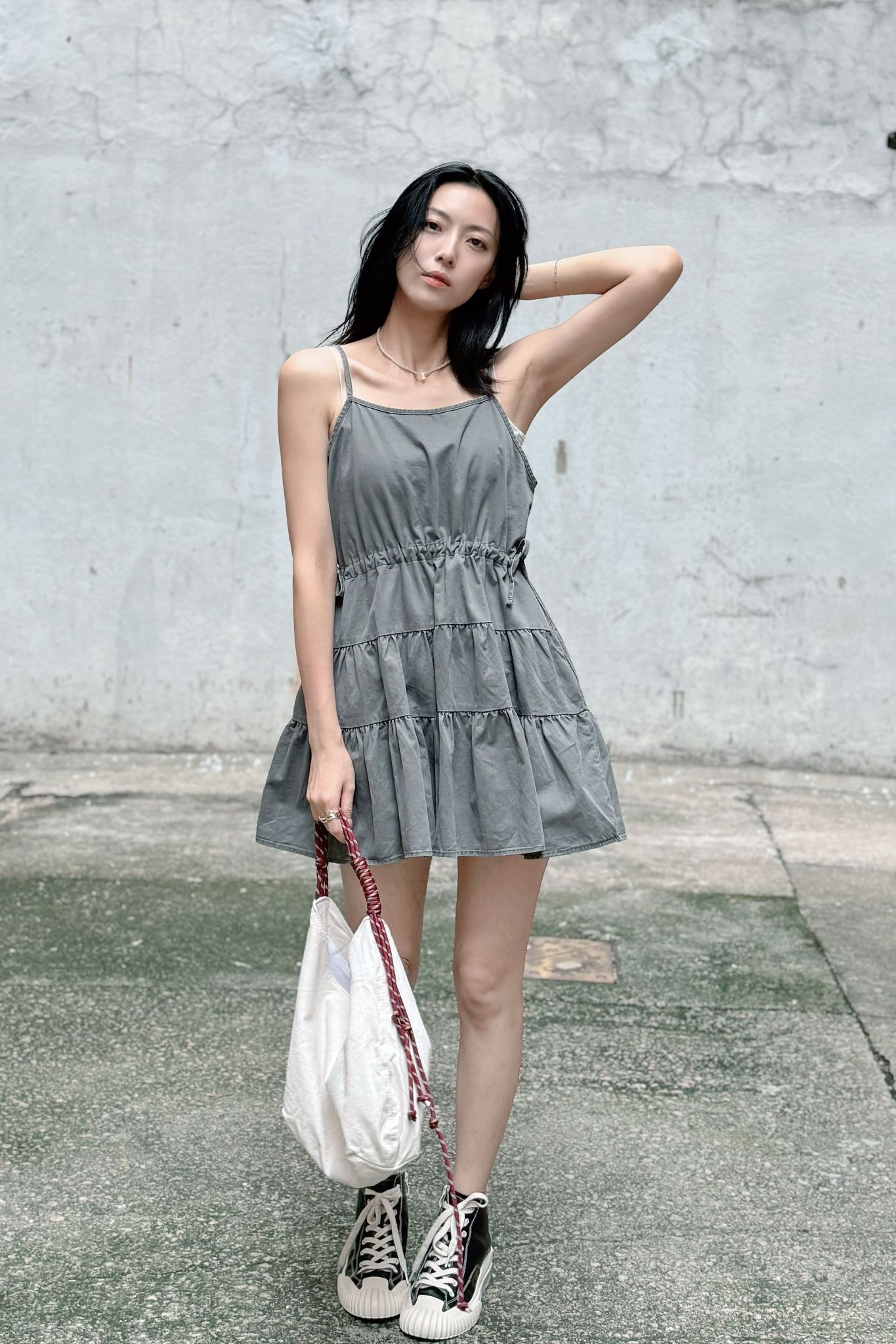 OP#7619 🤍鬆身綁腰連身裙🎼*