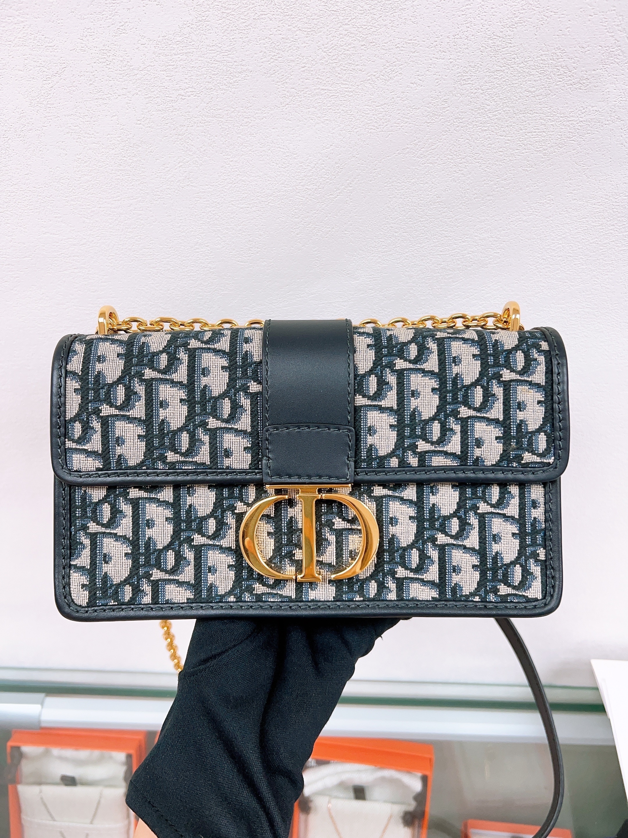 Dior 30 montaigne east west chain (blue oblique)