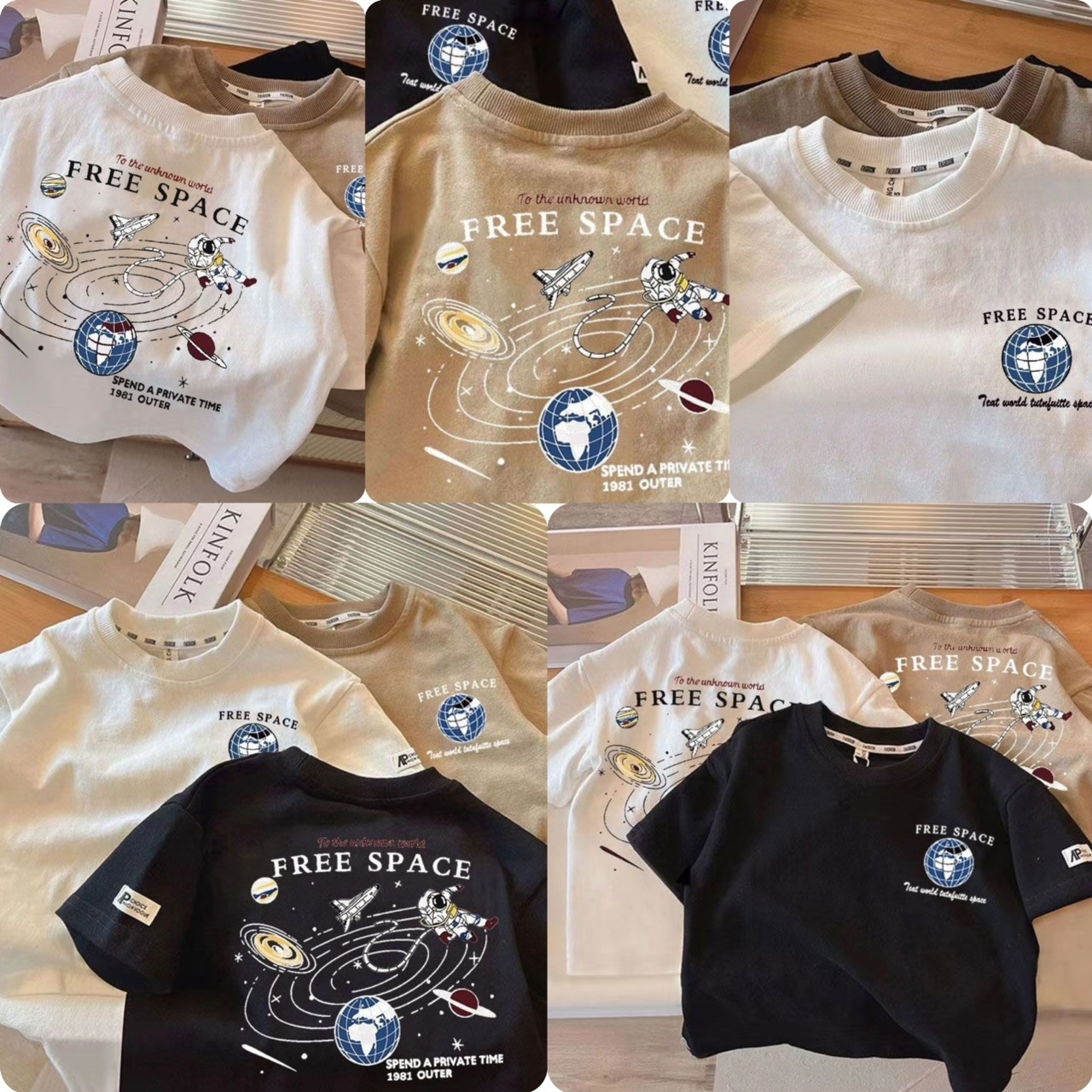 兒童背印太空人圓領短袖衫-2501694