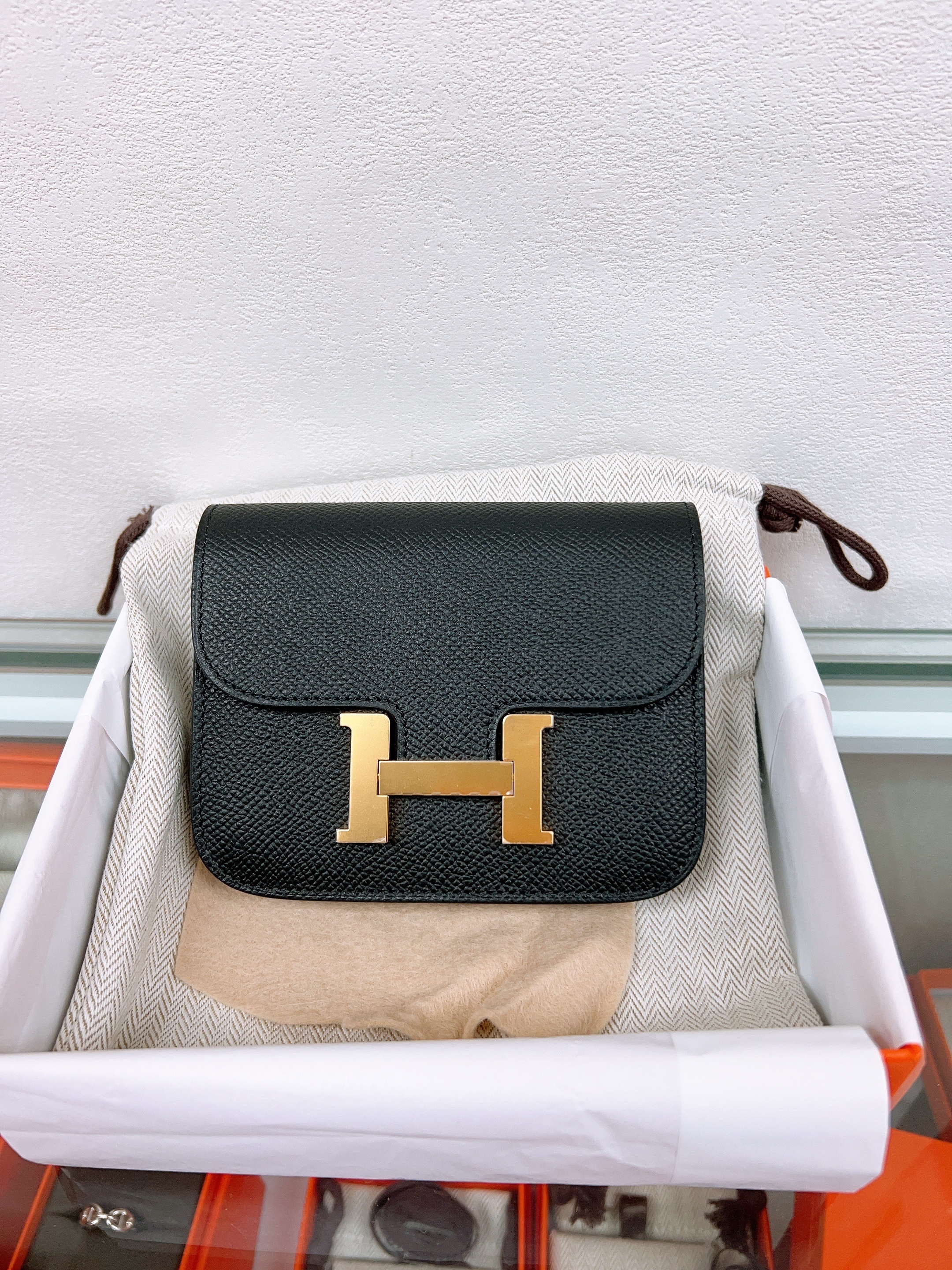 *Brand New* Hermes constance slim wallet (black GHW/ stamp K)