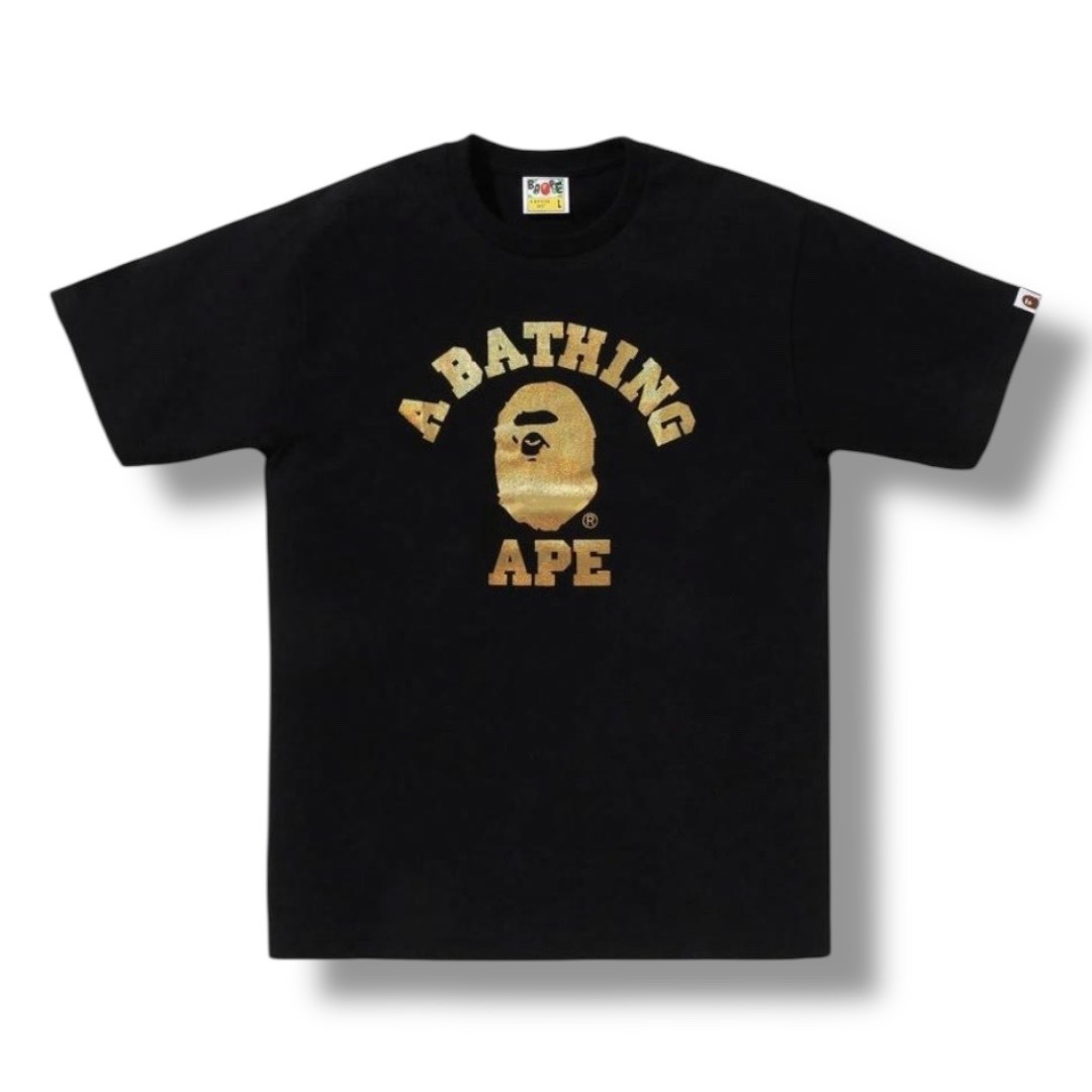 BAPE FOIL COLLEGE TEE 金色限定 燙金小猿人頭 LOGO 短袖