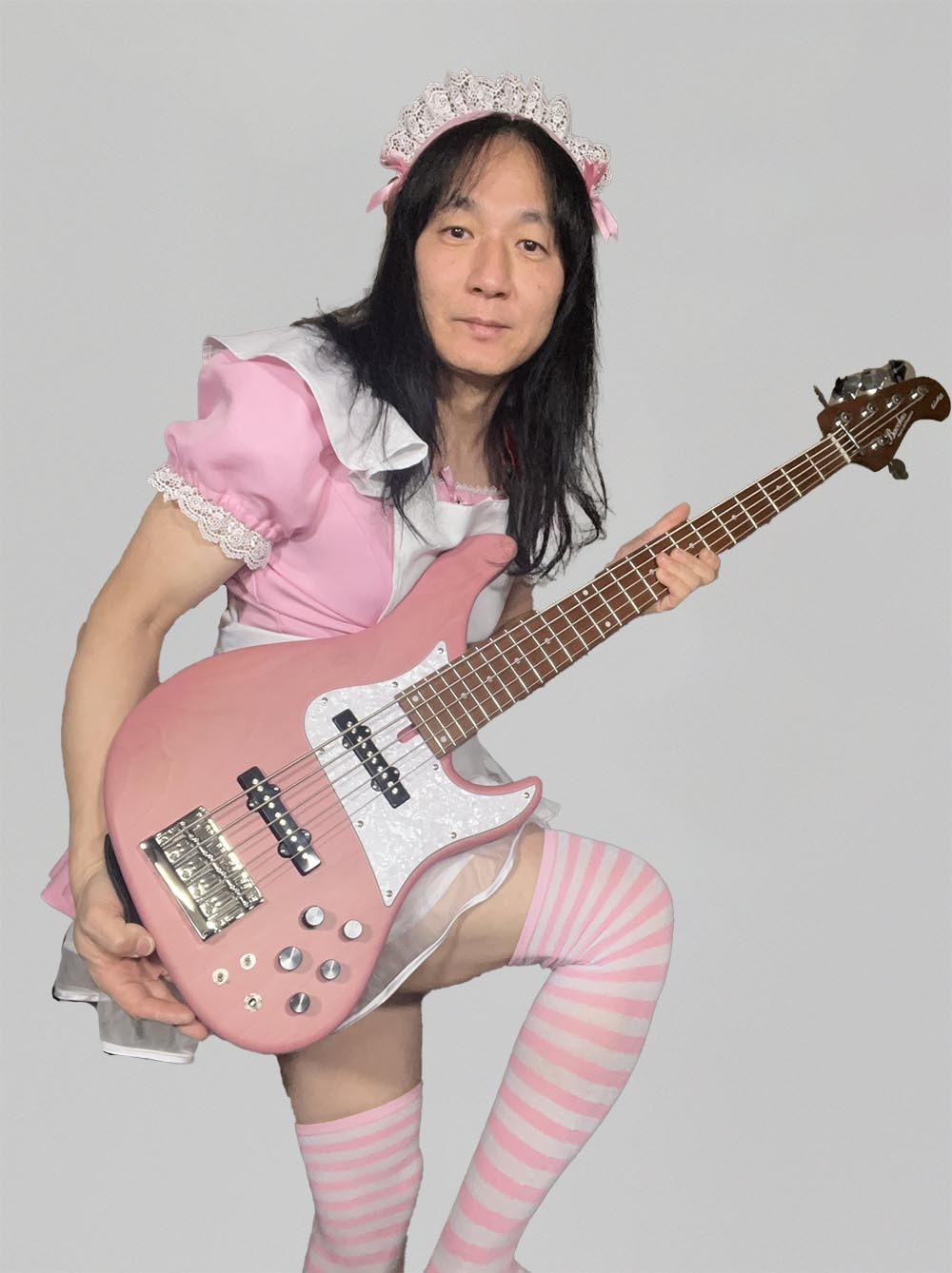 Bacchus WL524 H.J. Freaks 女僕大叔簽名 主動式 電貝斯 五弦 透木紋綠色/粉色