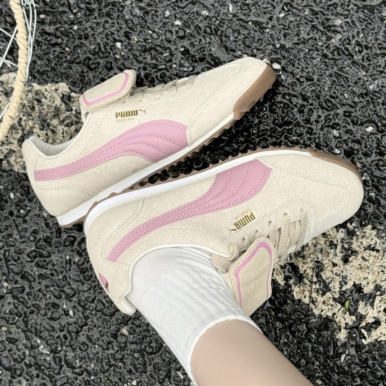 PUMA ARIZONA PREMUIM 米白粉 麂皮 翻鞋舌 薄底鞋 403780-01