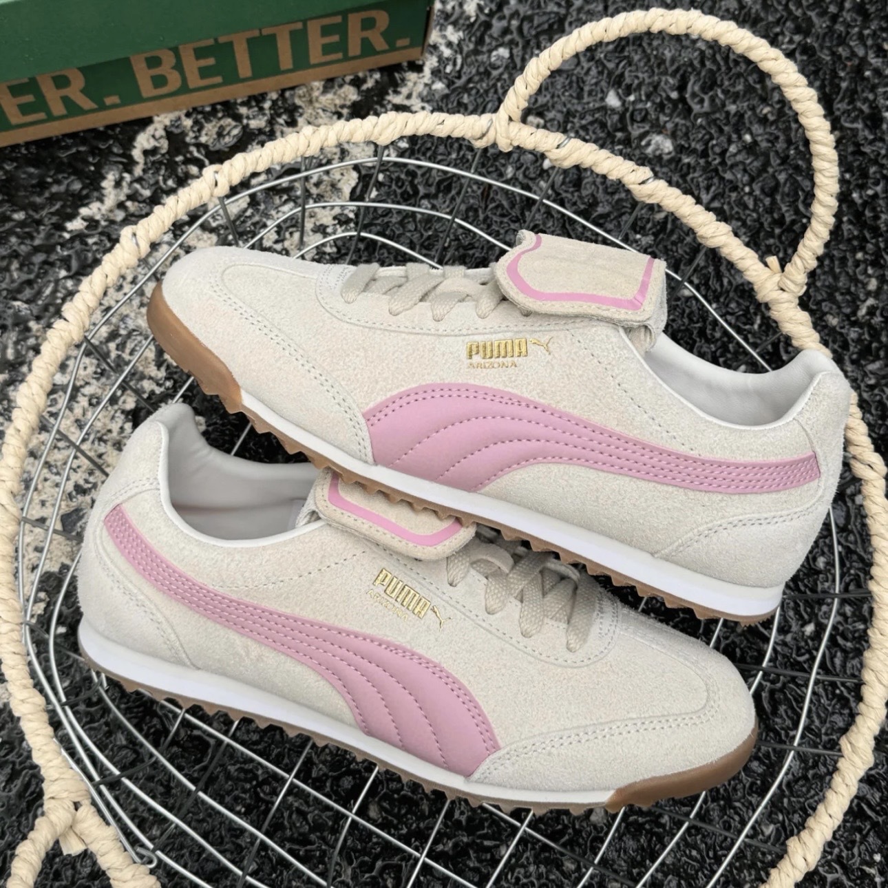 PUMA ARIZONA PREMUIM 米白粉 麂皮 翻鞋舌 薄底鞋 403780-01