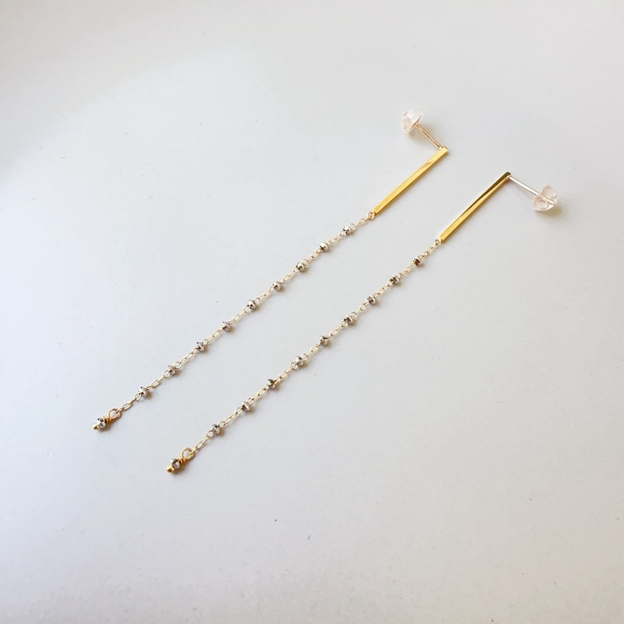 金球雙色耳鍊耳環