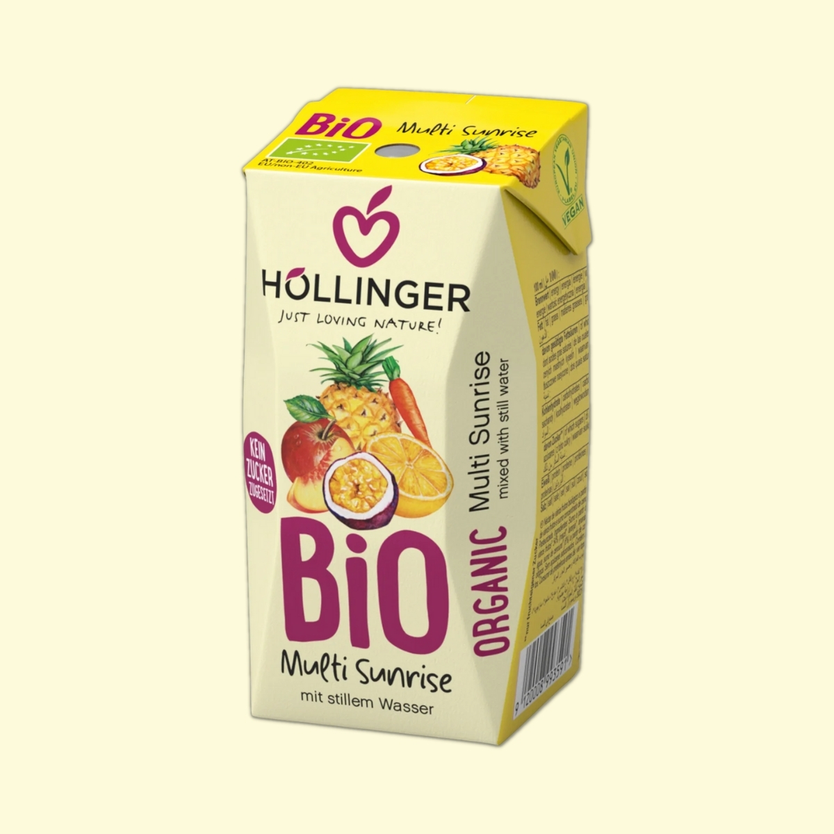 Hollinger - 有機無添加糖少甜兒童熱情果, 200毫升, 環保紙吸管,全素