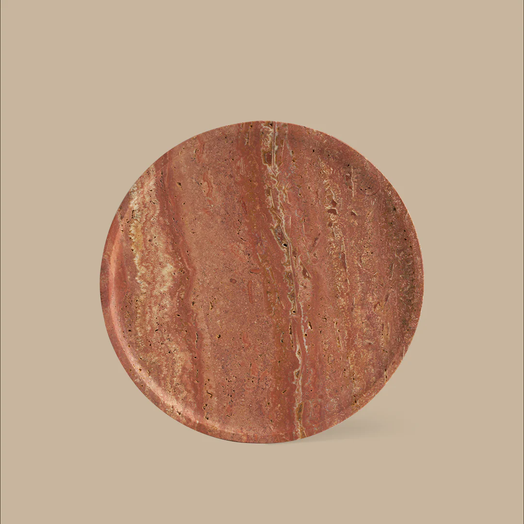 BLACK BLAZE 圓形托盤/紅色大理石