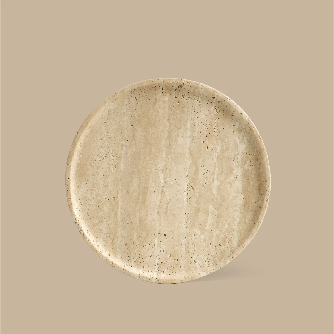 BLACK BLAZE 圓形托盤/黃色大理石