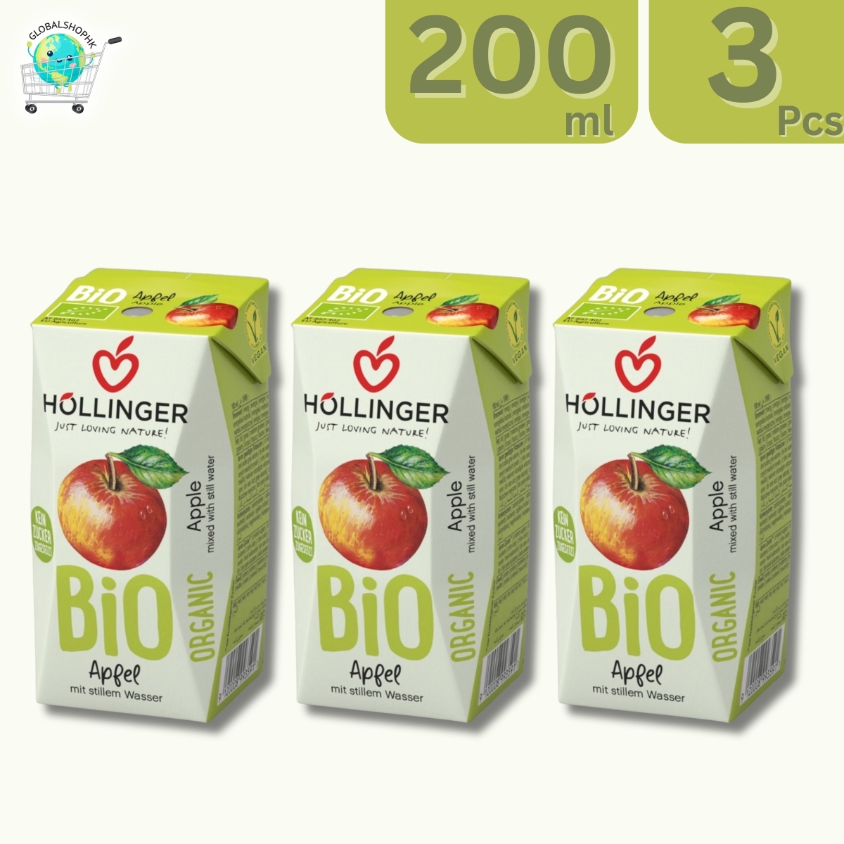 Hollinger - 奧地利有機無添加糖少甜兒童果汁, 200毫升 x 3