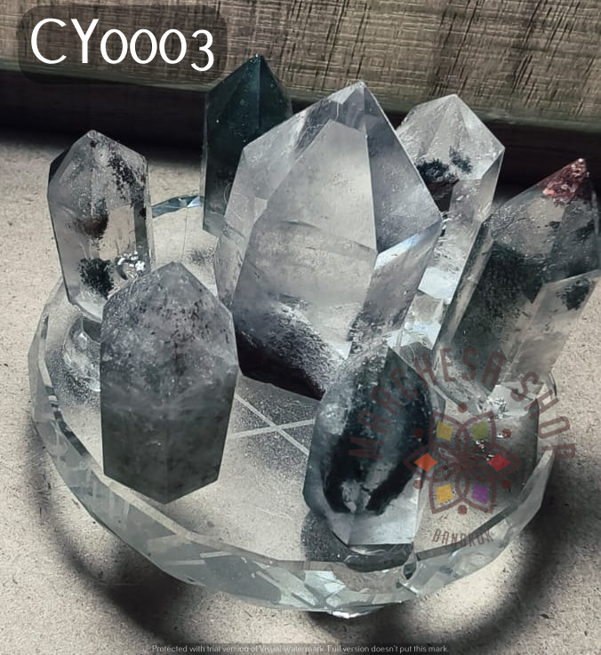 CY0003 - 【增強能量 招財納福 辟邪化煞】天然綠幽靈 晶柱七星陣