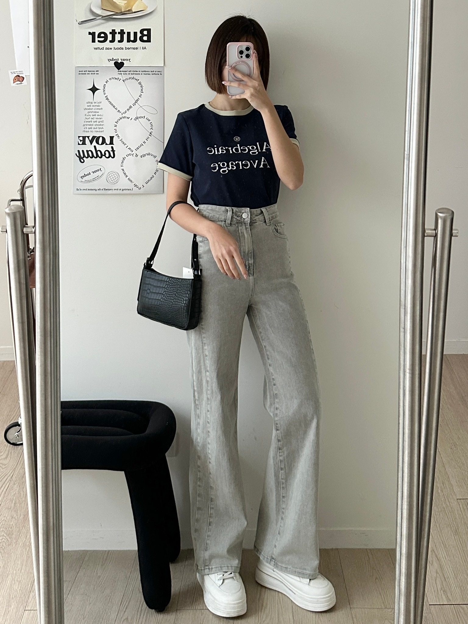 9478霧灰雙線牛仔褲