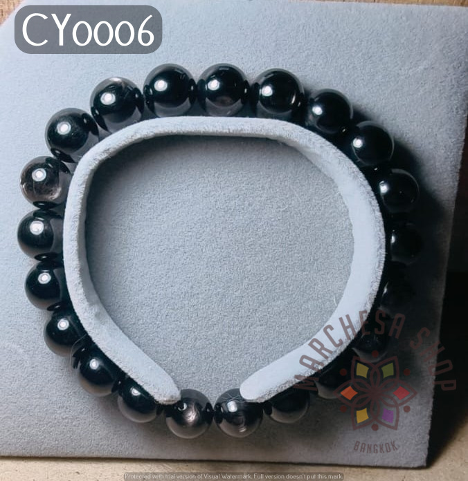 CY0006 - 【全金線 極度招財 招財之石】極高質天然金運石(黑銀線) 9mm 手串