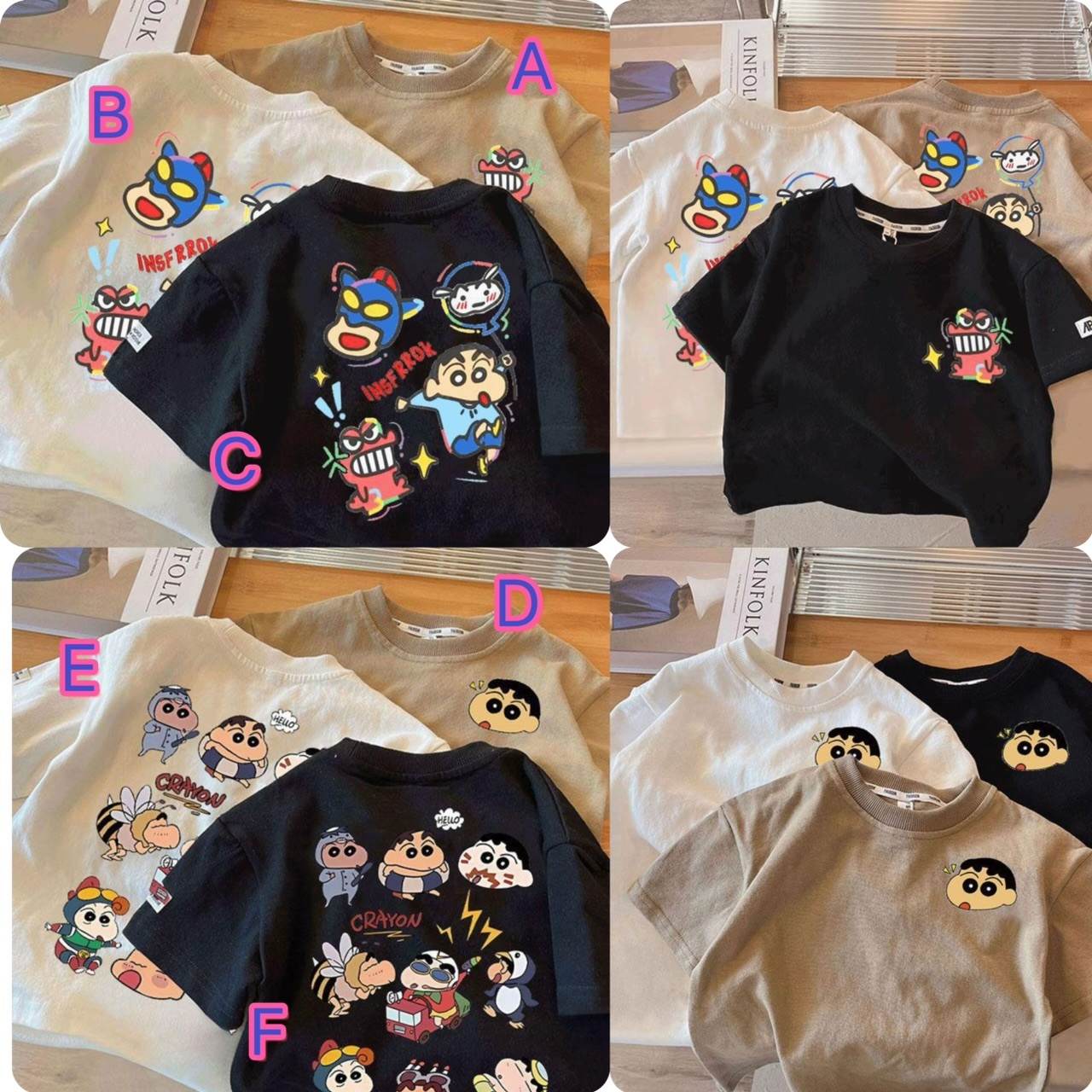 兒童背印蠟筆小新圓領短袖衫-2501698