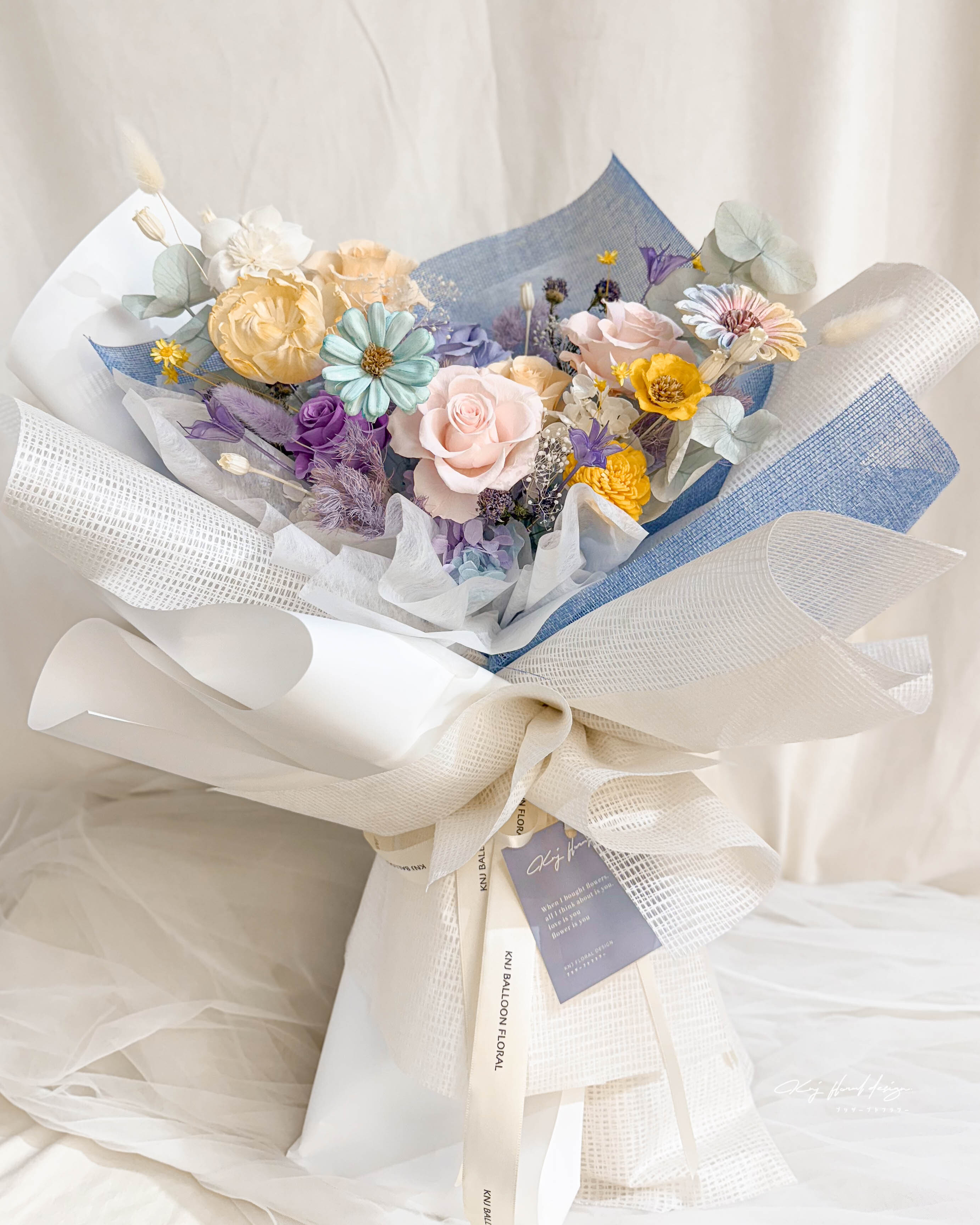 莫內花園・六朵永生玫瑰花束