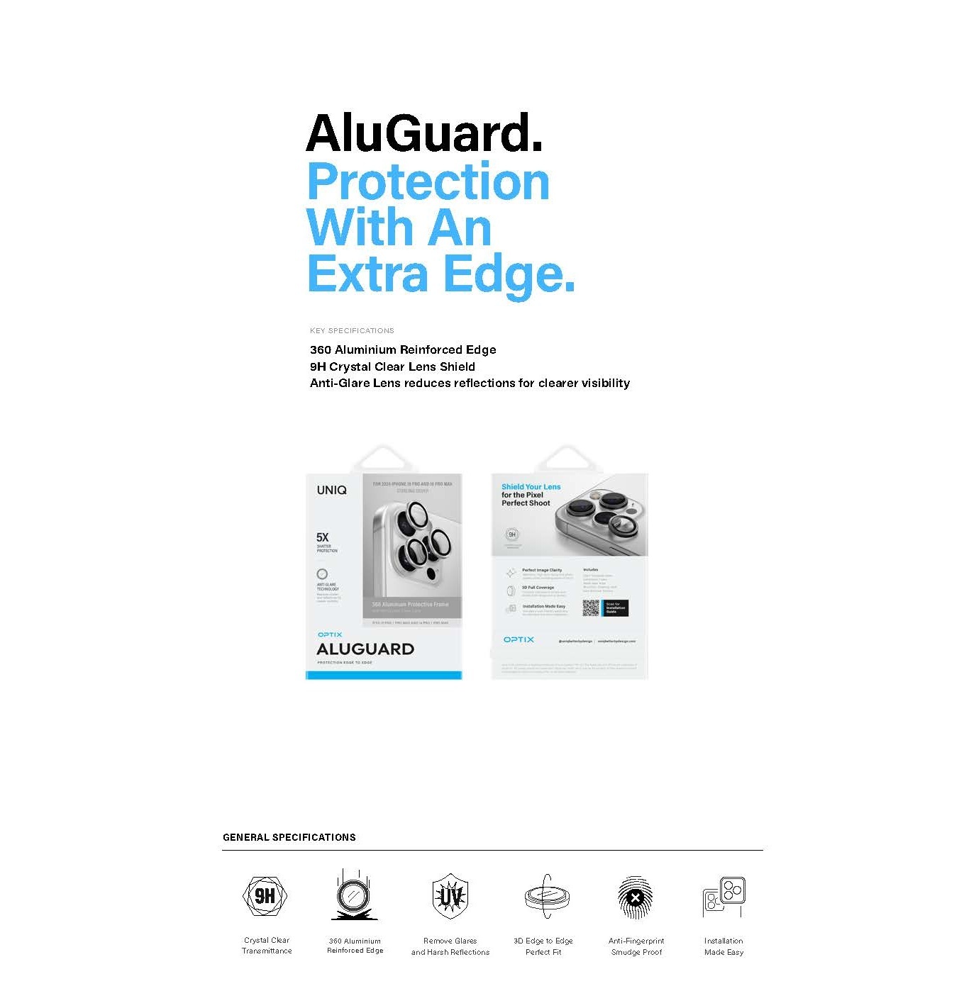UNIQ-OPTIX AluGuard iPhone 16 Pro / 16 Pro Max 鋁合金相機鏡頭保護貼