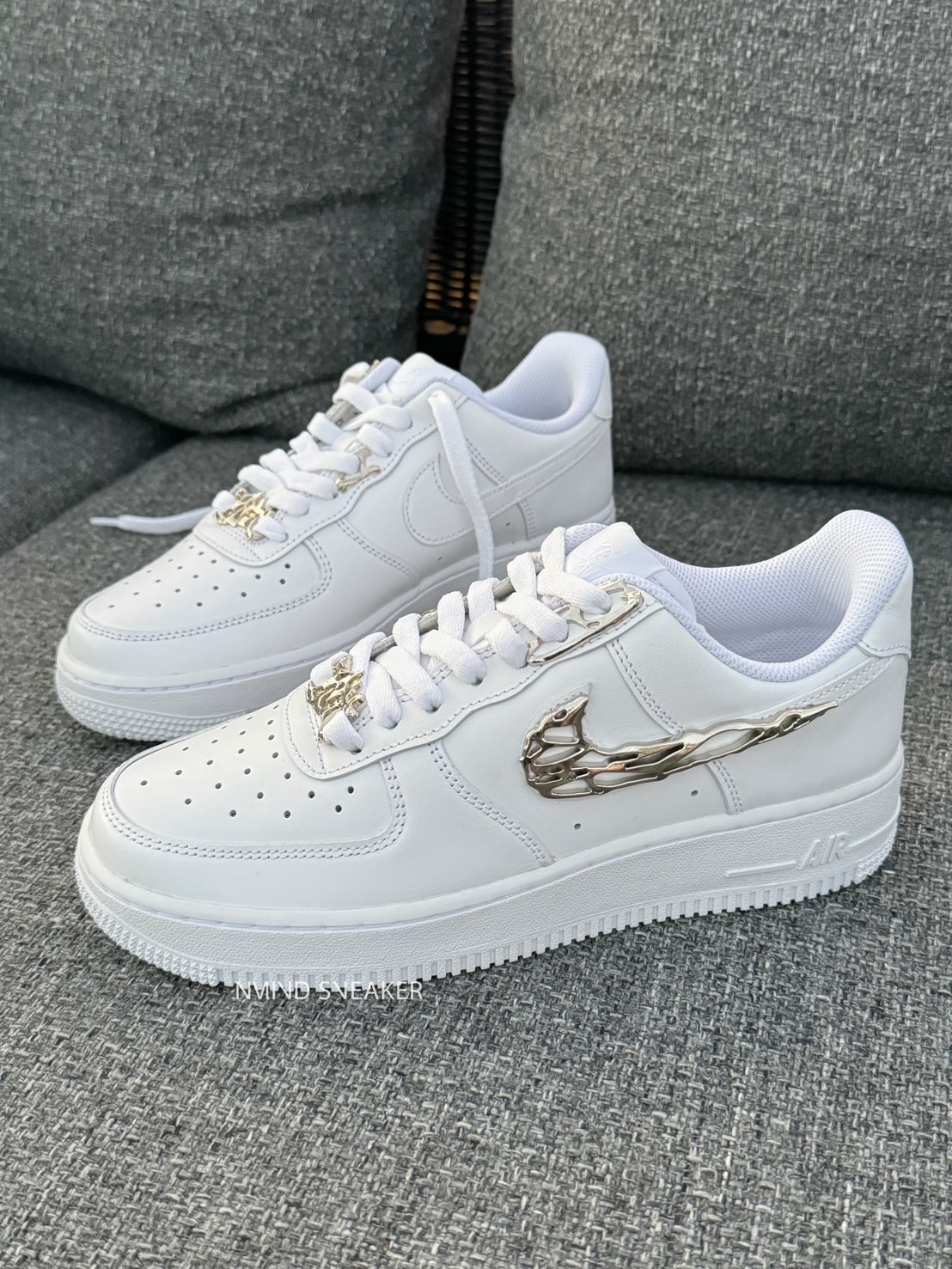 <不管多賠‼就是要清🔥>NG-26.5/27/27.5cm-Nike Air Force 1 Low 訂製款 溶解液態銀勾勾