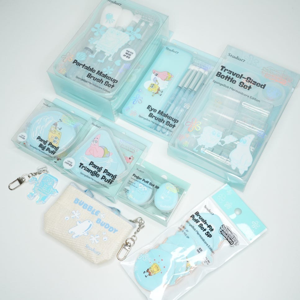 現貨 韓國代購 Studio17 X 海綿寶寶 夏日聯名 超值組 刷具 粉撲 彩妝用品組 多款可選