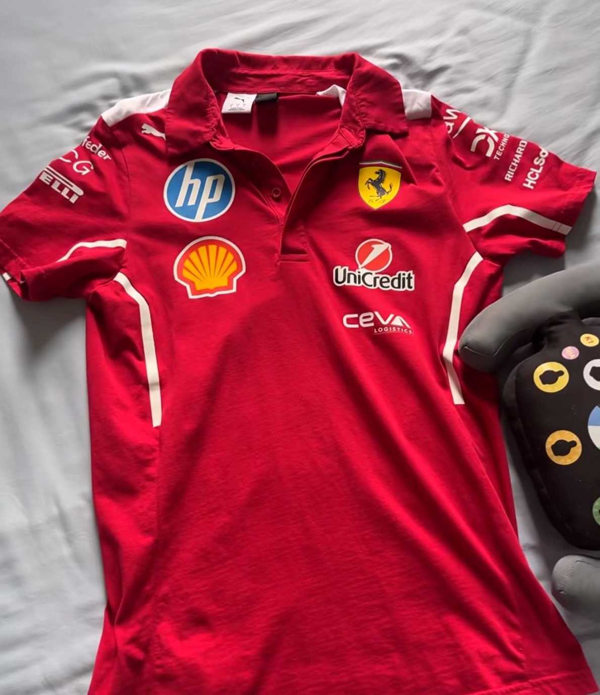 PUMA 法拉利聯名短袖Polo衫🏎️男款 深紅 修身涼感透氣休閒運動上衣 Aug25