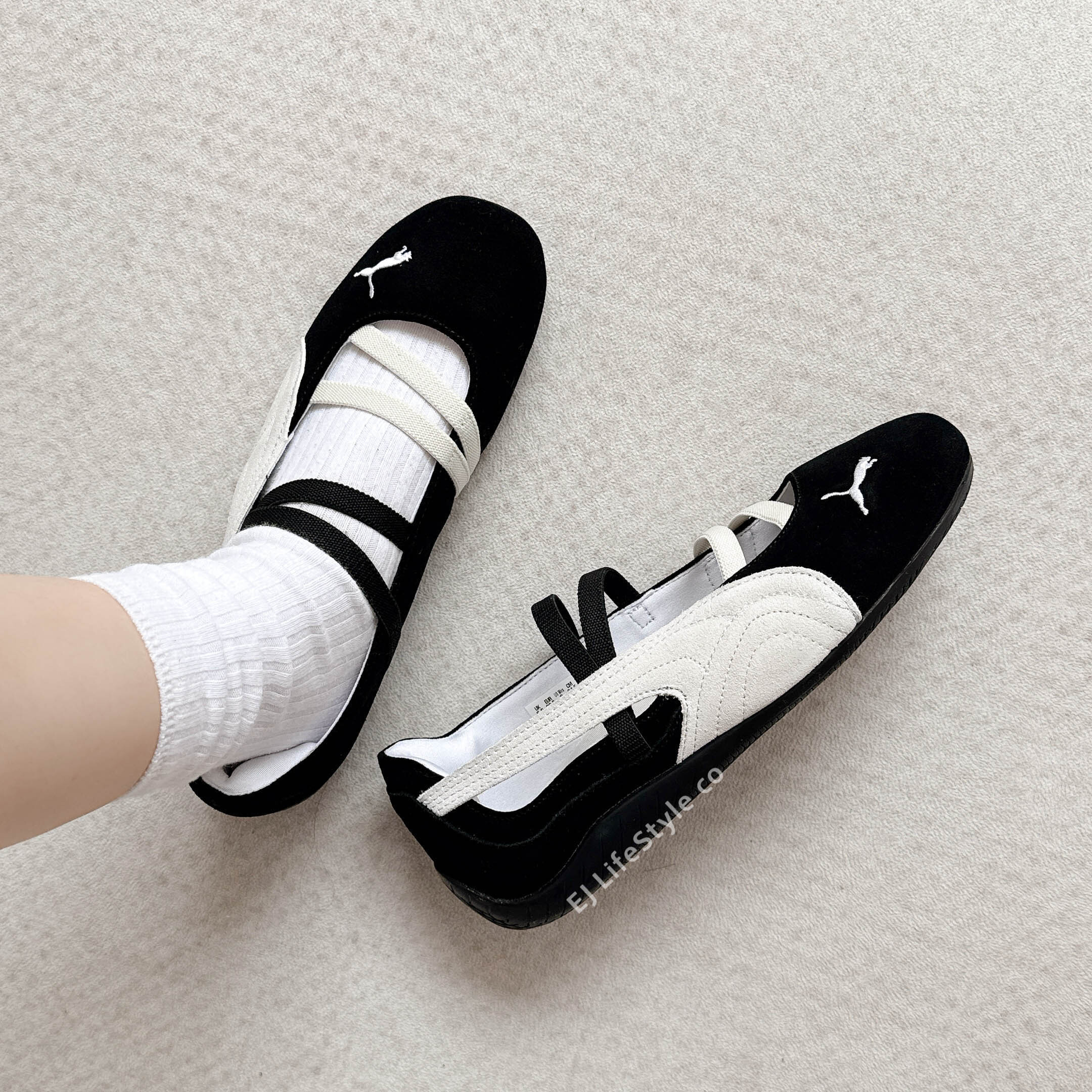 PUMA SPEEDCAT BALLET 賽車鞋 芭蕾舞鞋 涼鞋 黑色 米灰 麂皮 女鞋 401287-06 / 現貨