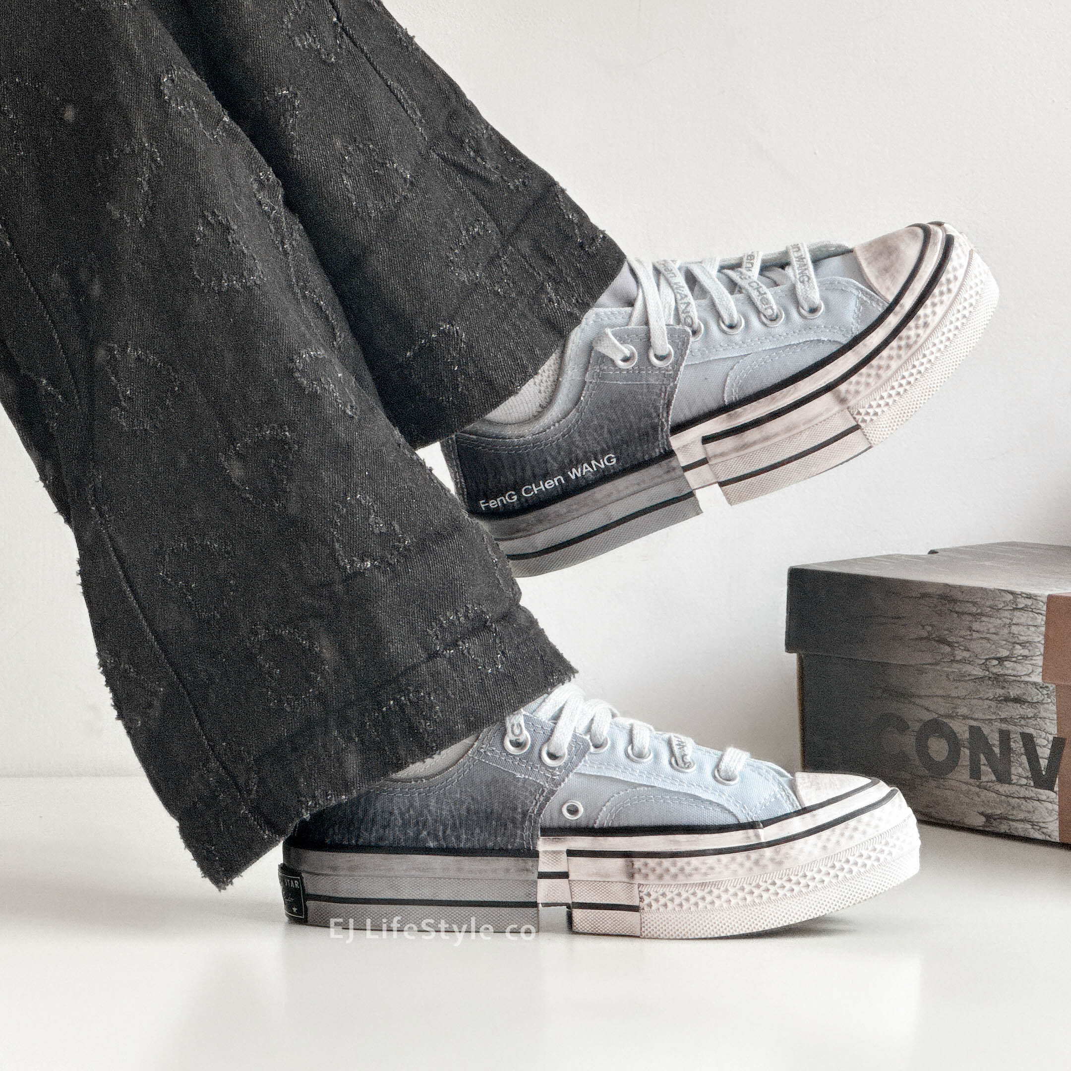 CONVERSE x FENG CHEN WANG 王逢陳 解構 2-IN-1 雙重釉色 建盞 灰藍 藍釉 男女鞋 A15742C / 現貨