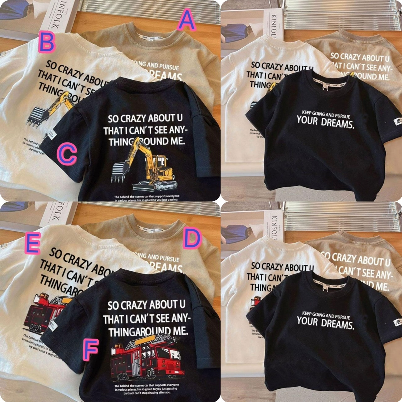 兒童背印車車圓領短袖衫-2501700