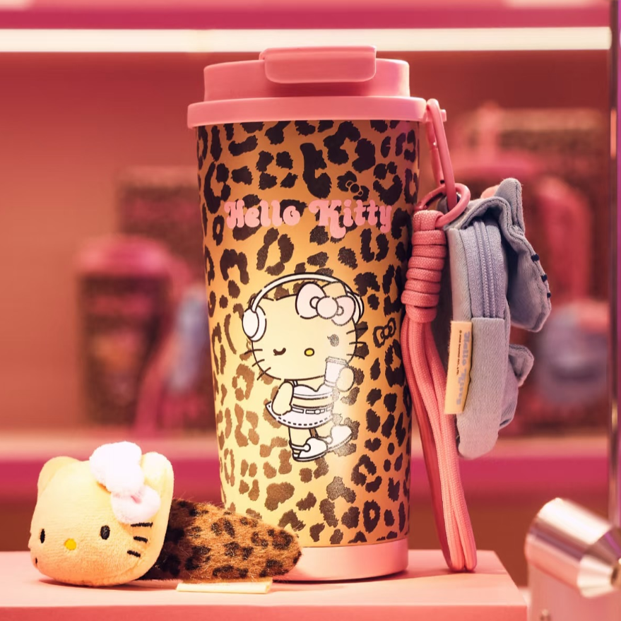 H2579 Hello Kitty X tbh 豹紋黑皮限定隨行保溫杯