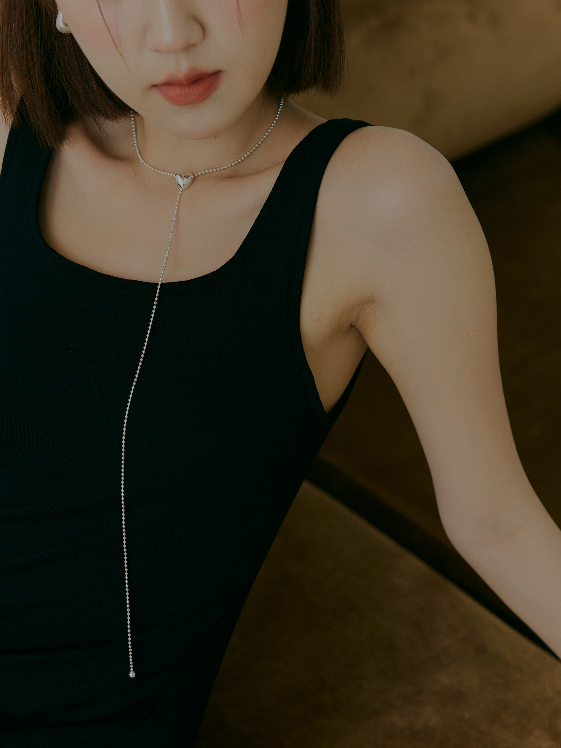 愛心珍珠球可伸縮長鍊