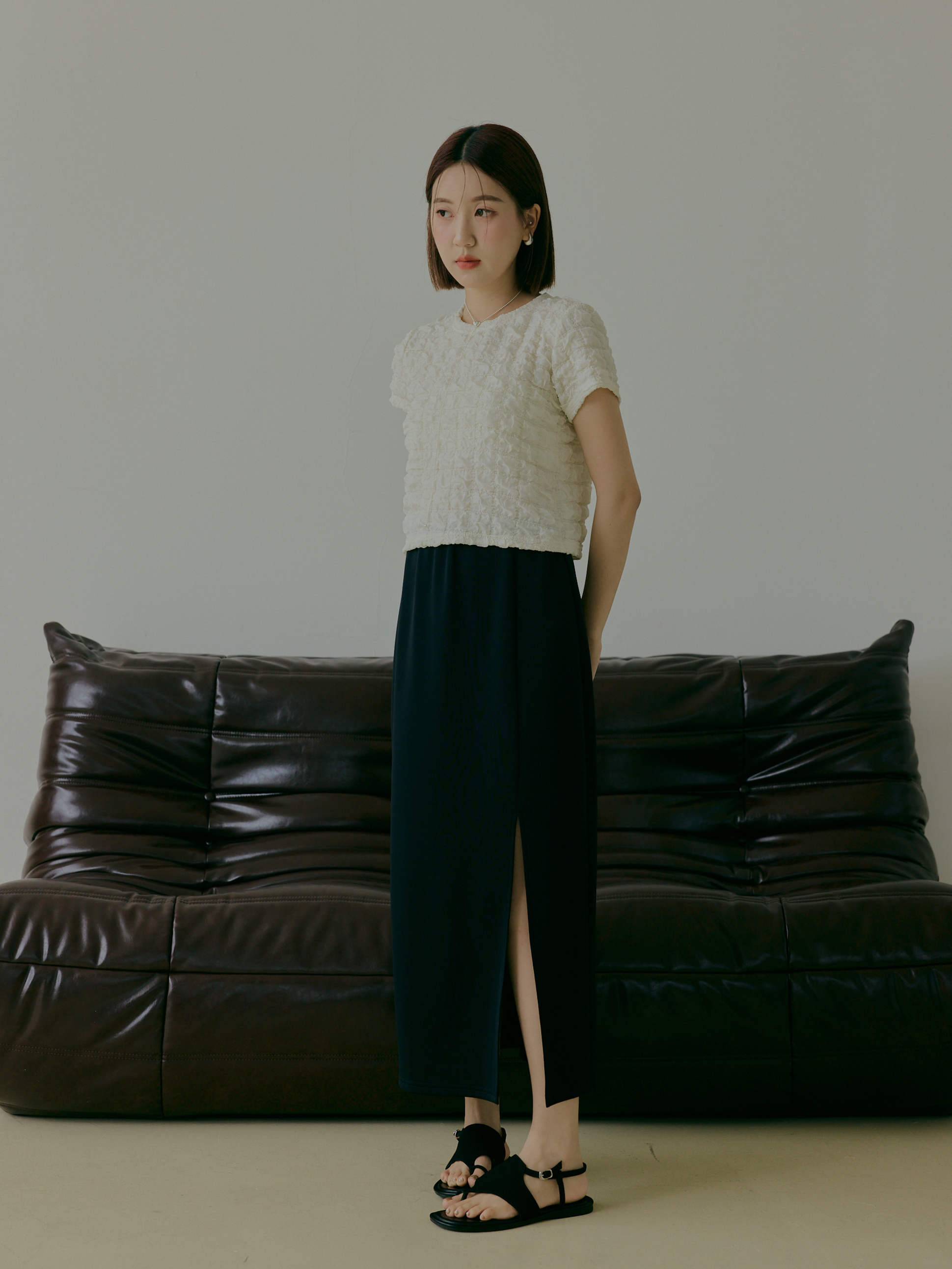 立體泡泡壓紋短T