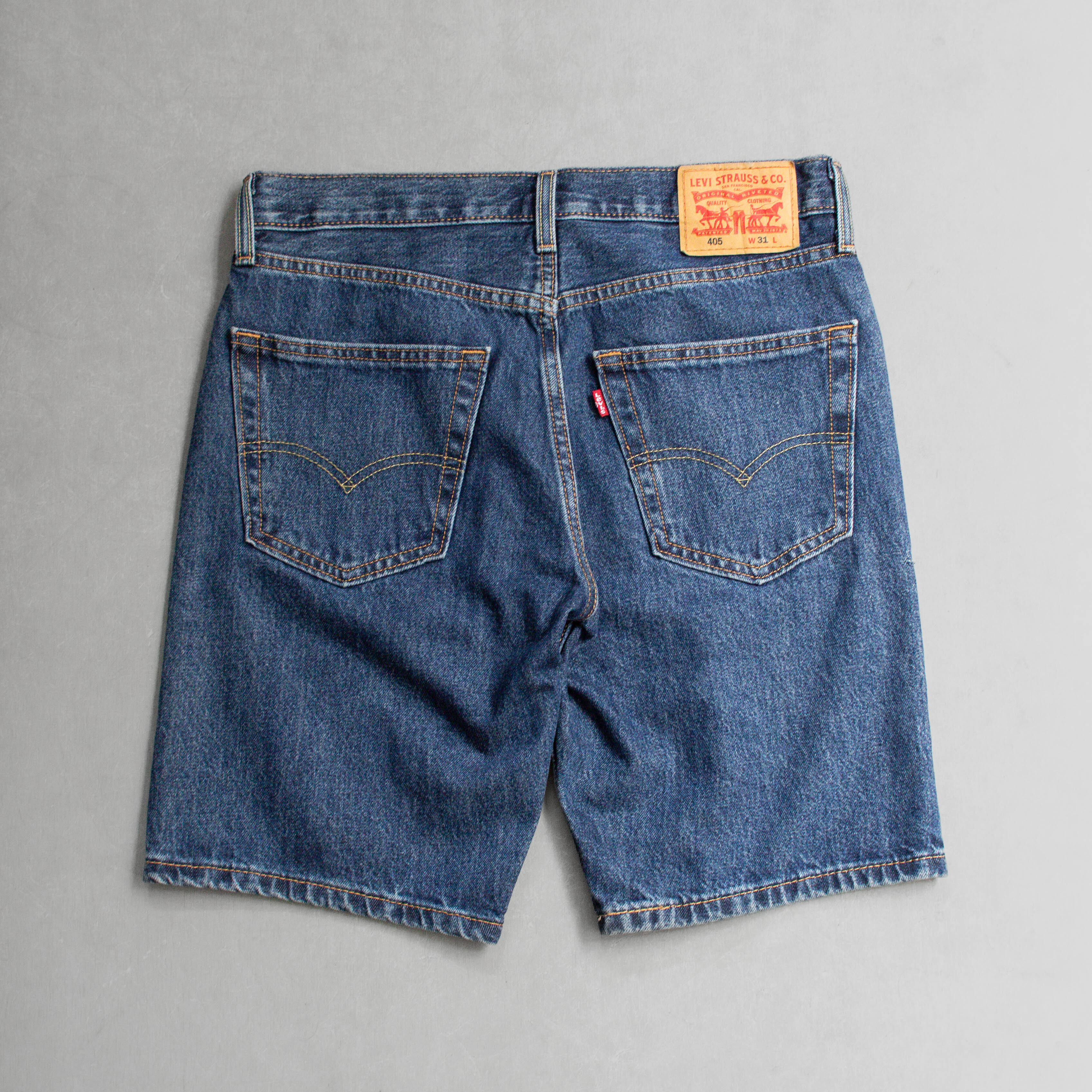USED LEVIS 405 DENIM SHORTS 美國 深藍 拉鍊 牛仔 丹寧 短褲 I