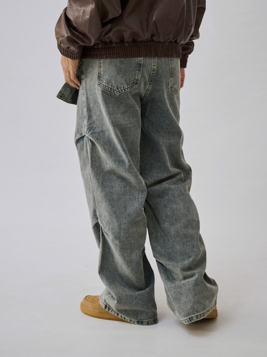 [1atm] 雙片蓋口牛仔落地褲