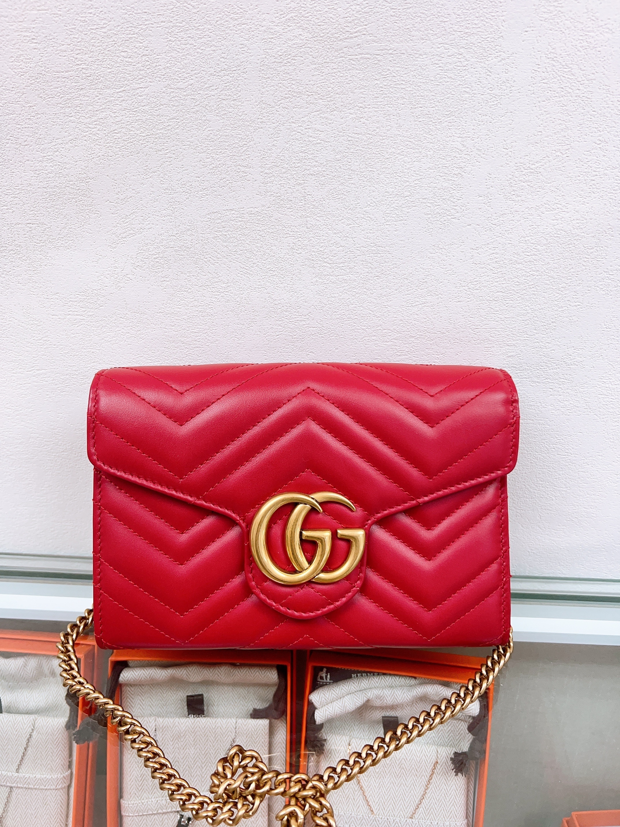 Gucci marmont woc / wallet on chain red