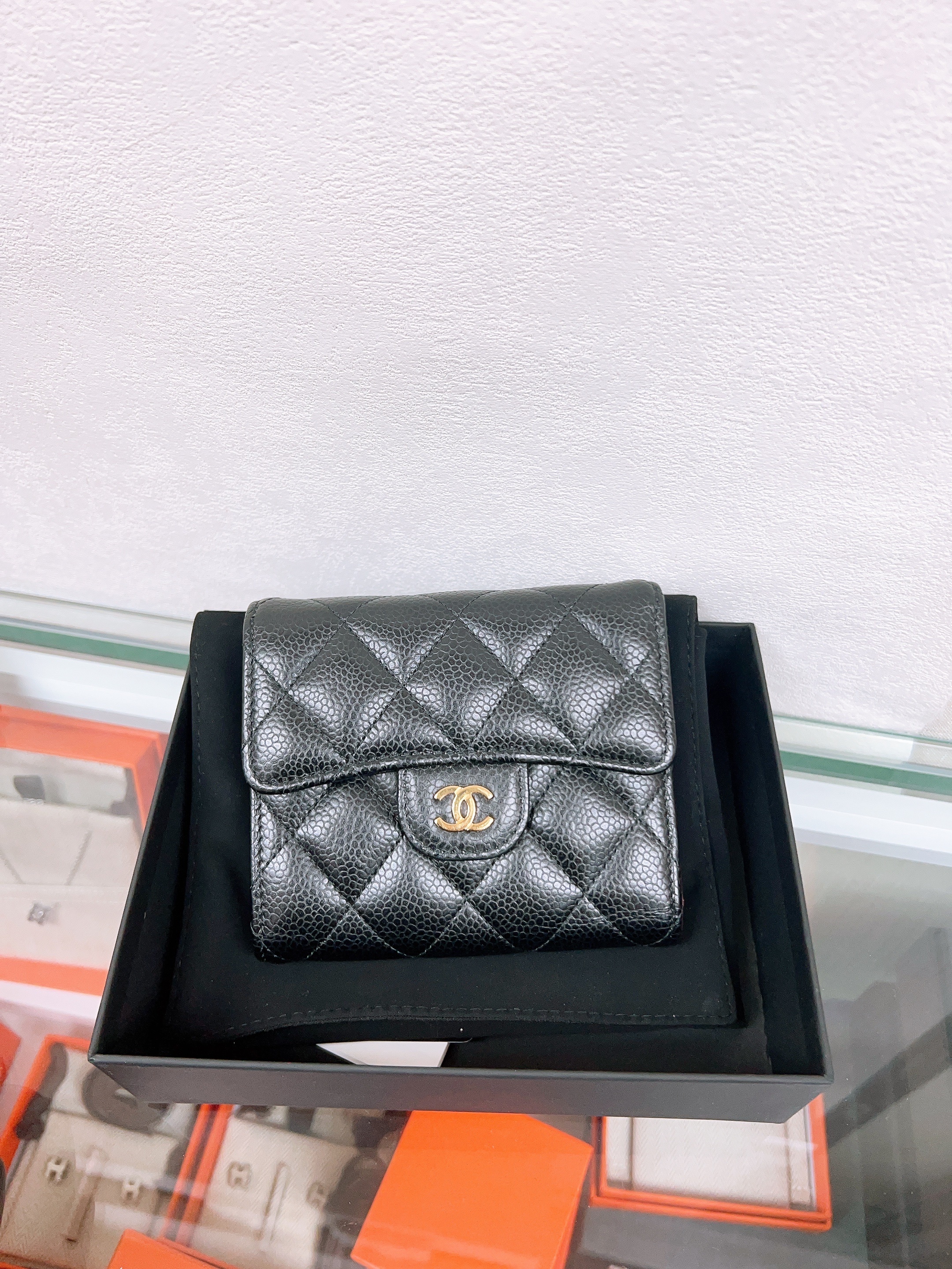 Chanel classic flap wallet (black caviar GHW)