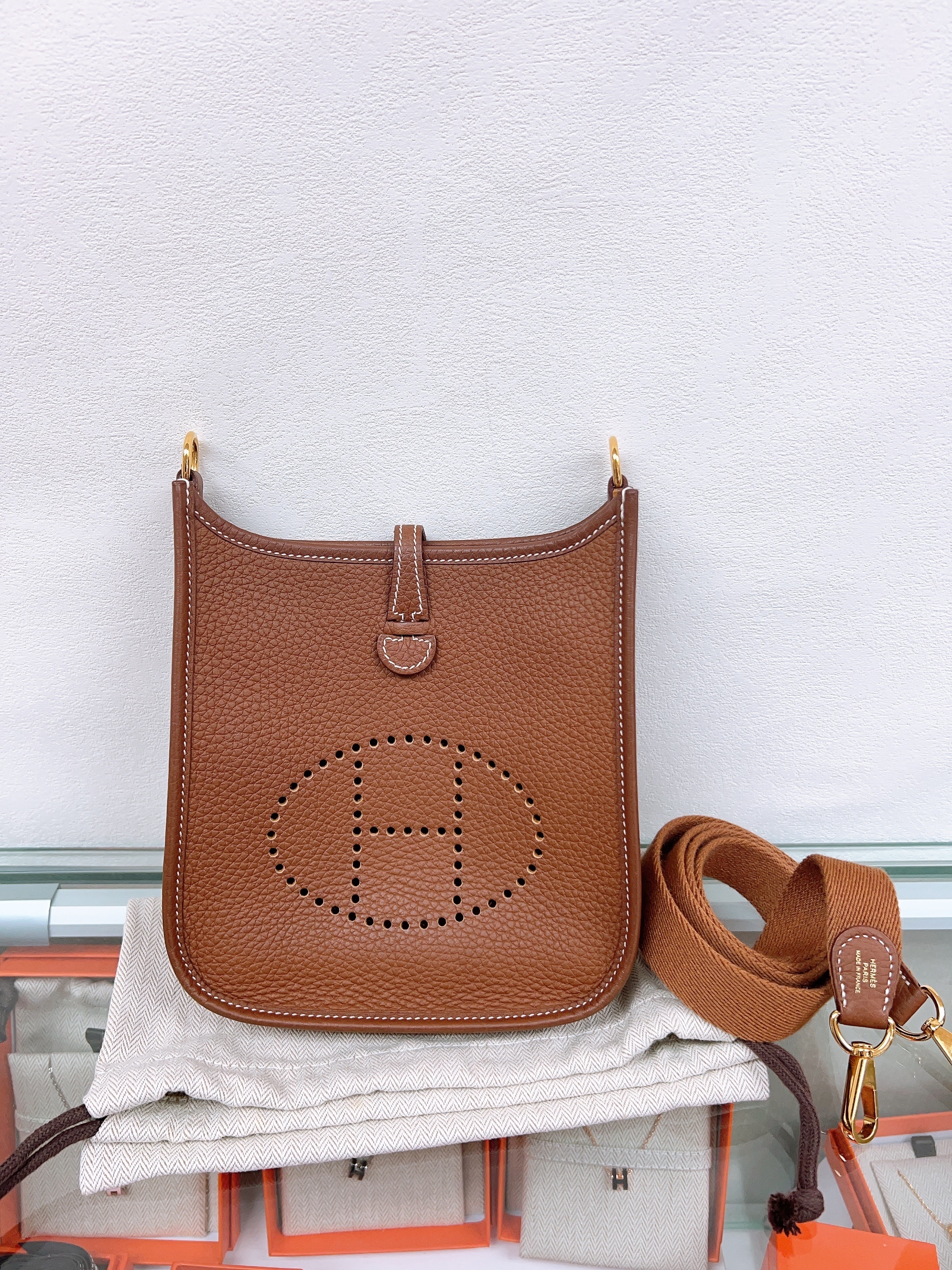 Hermes mini evelyne (gold GHW/ stamp U)