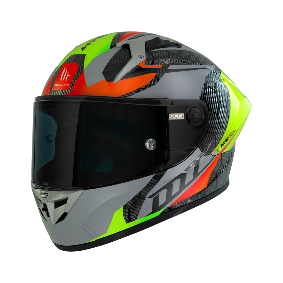 MT Helmets KRE+ S PROJECTILE D2 GLOSS GREY 亮面黑 符合賽車批准的最高標準 FIM 標準 全碳纖維頭盔