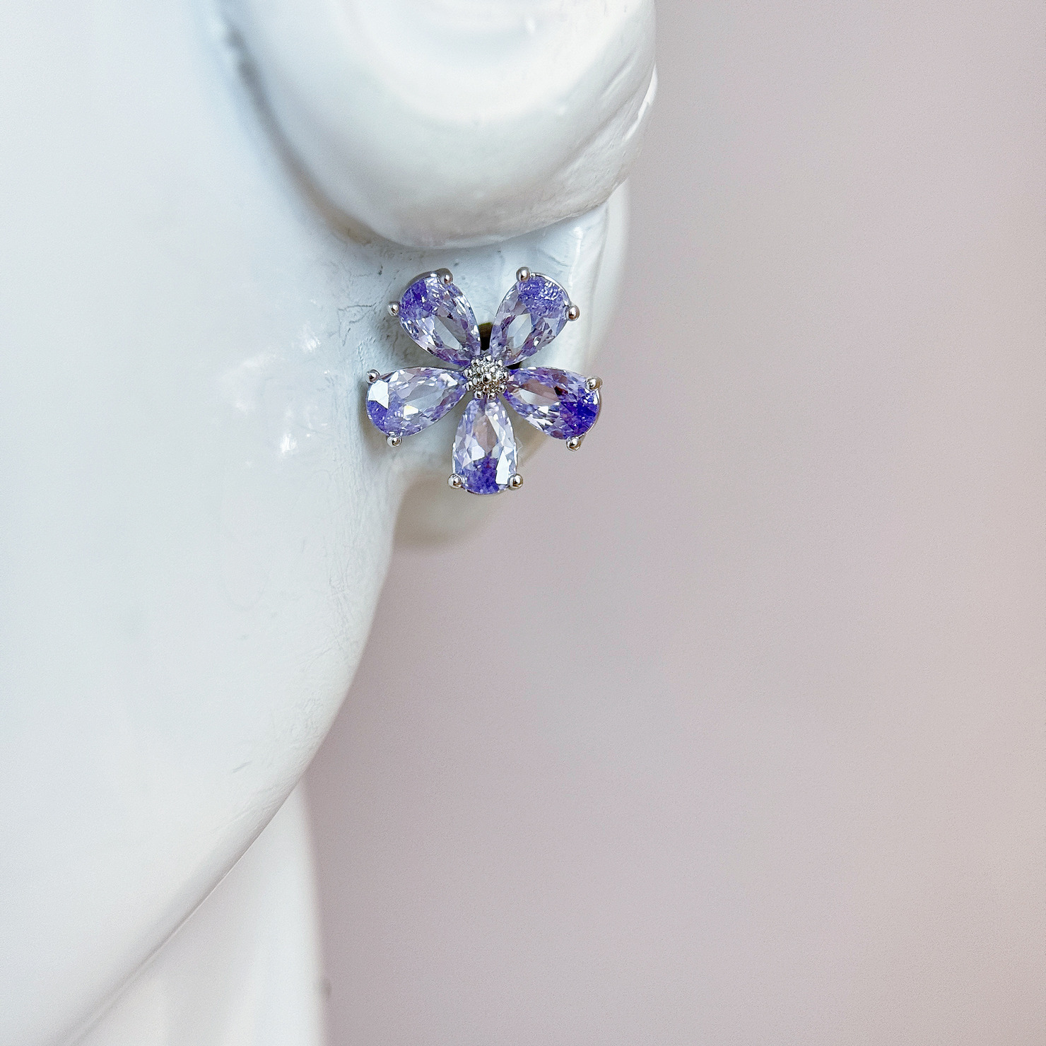 水滴五瓣花耳環