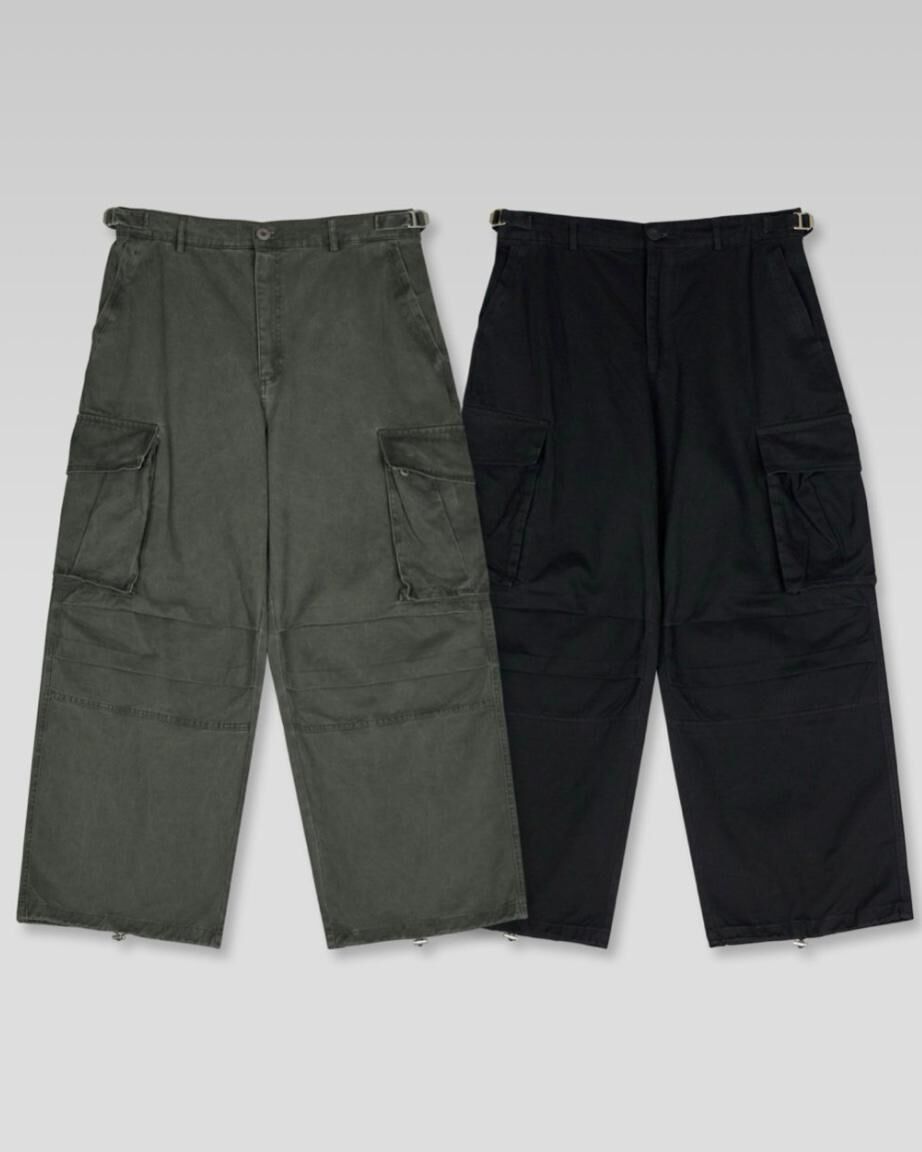 洗水淨色工裝鬆身褲 WD-169P