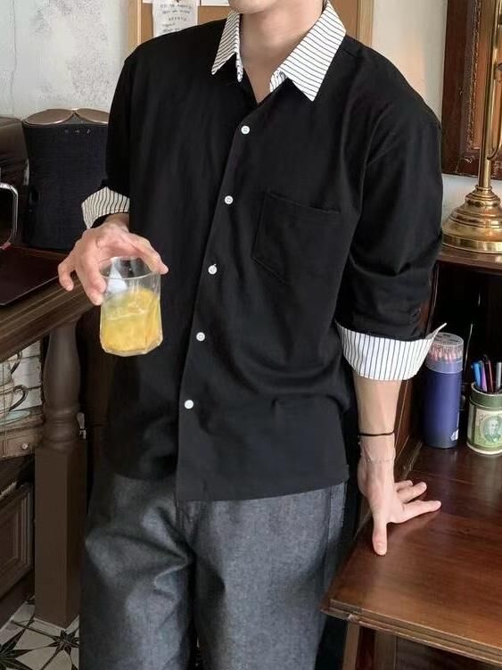 拼色長袖恤衫 Vass-017S