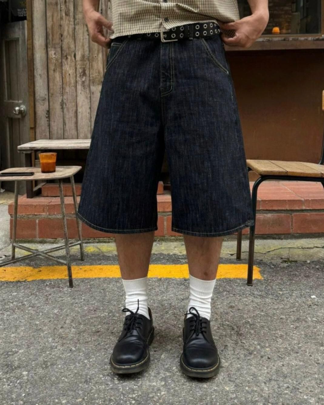 暗紋牛仔短褲 WELL DONE-155P