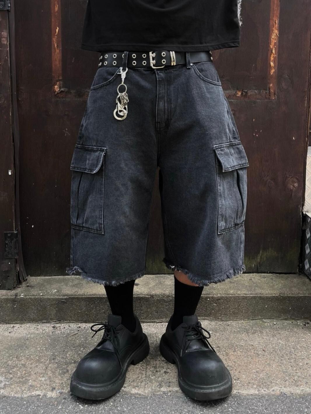 洗水工裝牛仔短褲 WELL DONE-051J