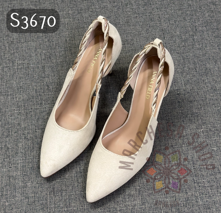 S3670 - 牛猄皮扭繩尖頭高踭鞋 (大呎碼)