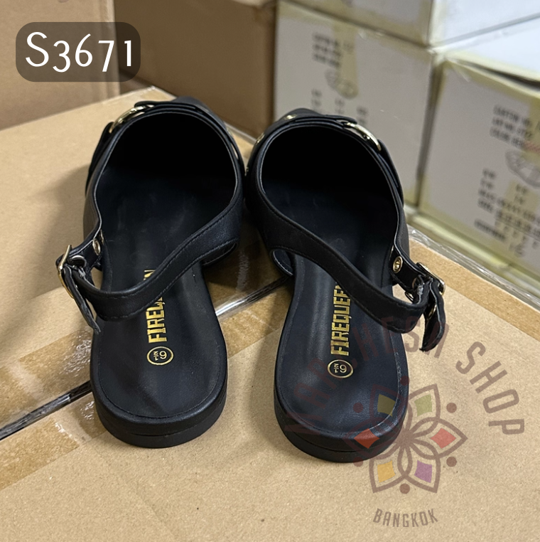 S3671 - 牛皮皮帶扣尖頭平底涼鞋