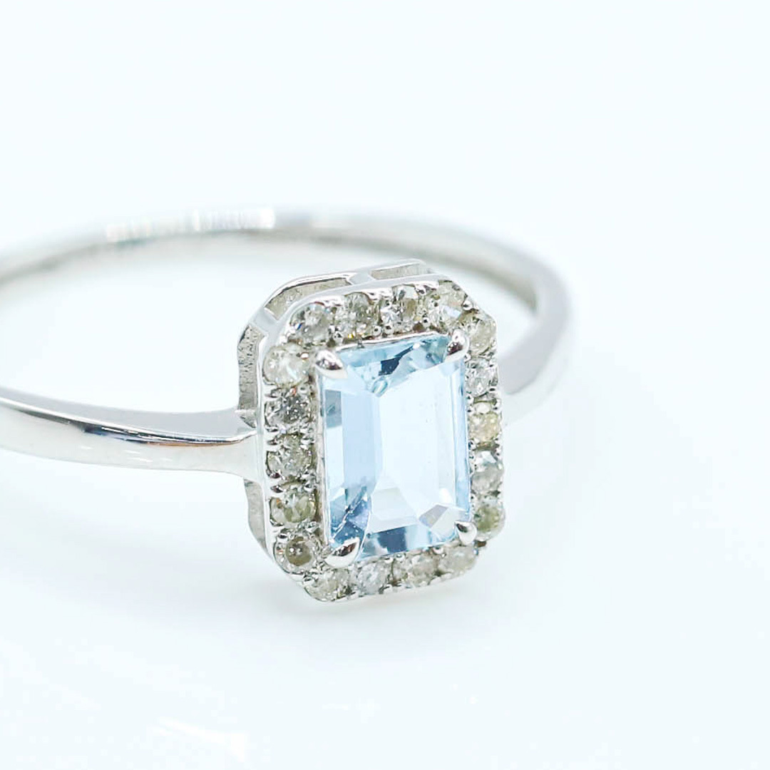 海水藍寶鑽石戒指0.50ct/D:0.14ct/18K