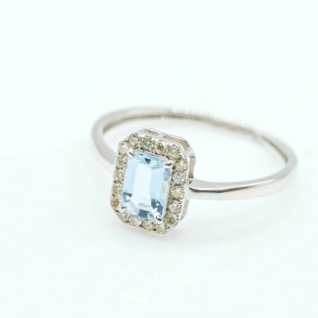 海水藍寶鑽石戒指0.50ct/D:0.14ct/18K