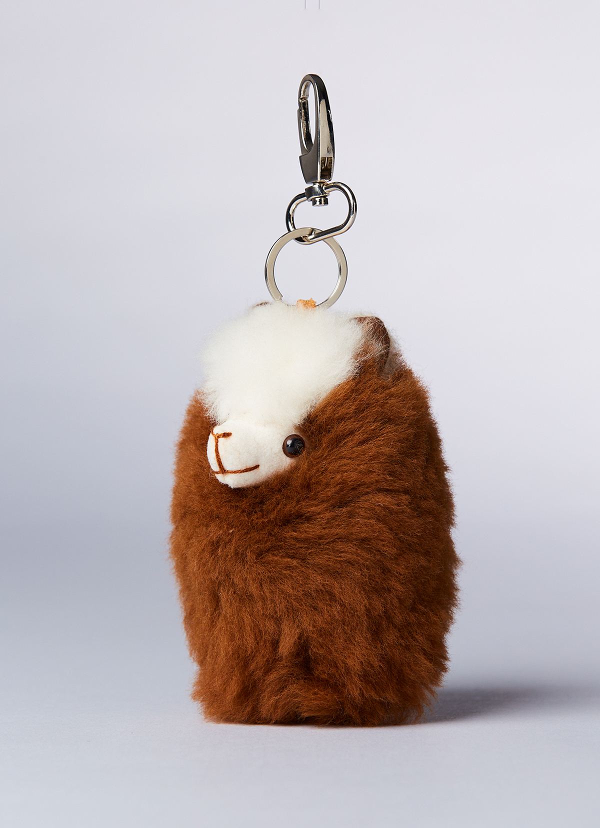 ST.MALO秘魯工匠手工原生羊駝毛大頭羊駝鑰匙圈XL橢圓-2165UA-摩卡