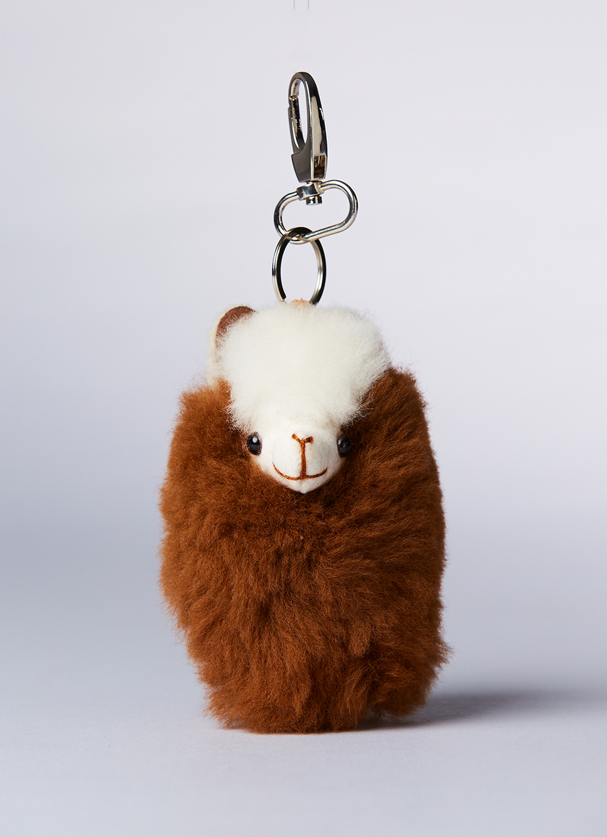 ST.MALO秘魯工匠手工原生羊駝毛大頭羊駝鑰匙圈XL橢圓-2165UA-摩卡