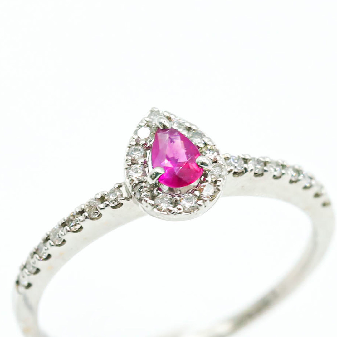 緬甸紅寶水滴鑽戒0.15ct/D0.20/18K