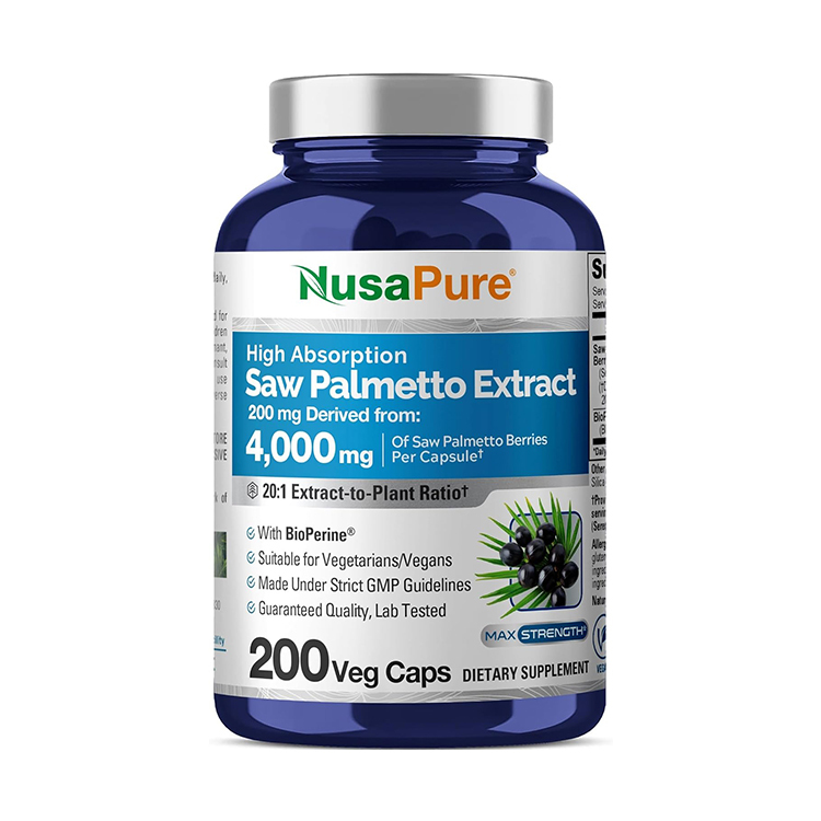 NusaPure Saw Palmetto 4000mg with Bioperine 2.5 mg ,200 Veg Caps
