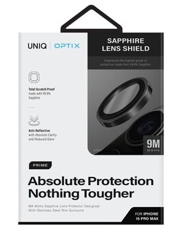 UNIQ-OPTIX Prime iPhone 15 Pro / Pro Max 不鏽鋼邊框藍寶石相機鏡頭保護貼